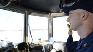Coast Guard Cutter Cleat Breaking Ice in Maryland