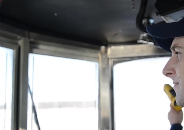 Coast Guard Cutter Cleat Breaking Ice in Maryland