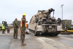 2nd Tanks, CLB-2, supporting units load rails for DFT to Fort Pickett