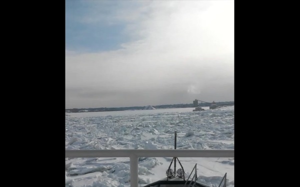 Coast Guard Cutter Bristol Bay Attempts to Clear a Path into Ashtabula, Ohio