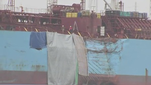 B-roll of Damaged Chemical Tanker in Houston Ship Channel