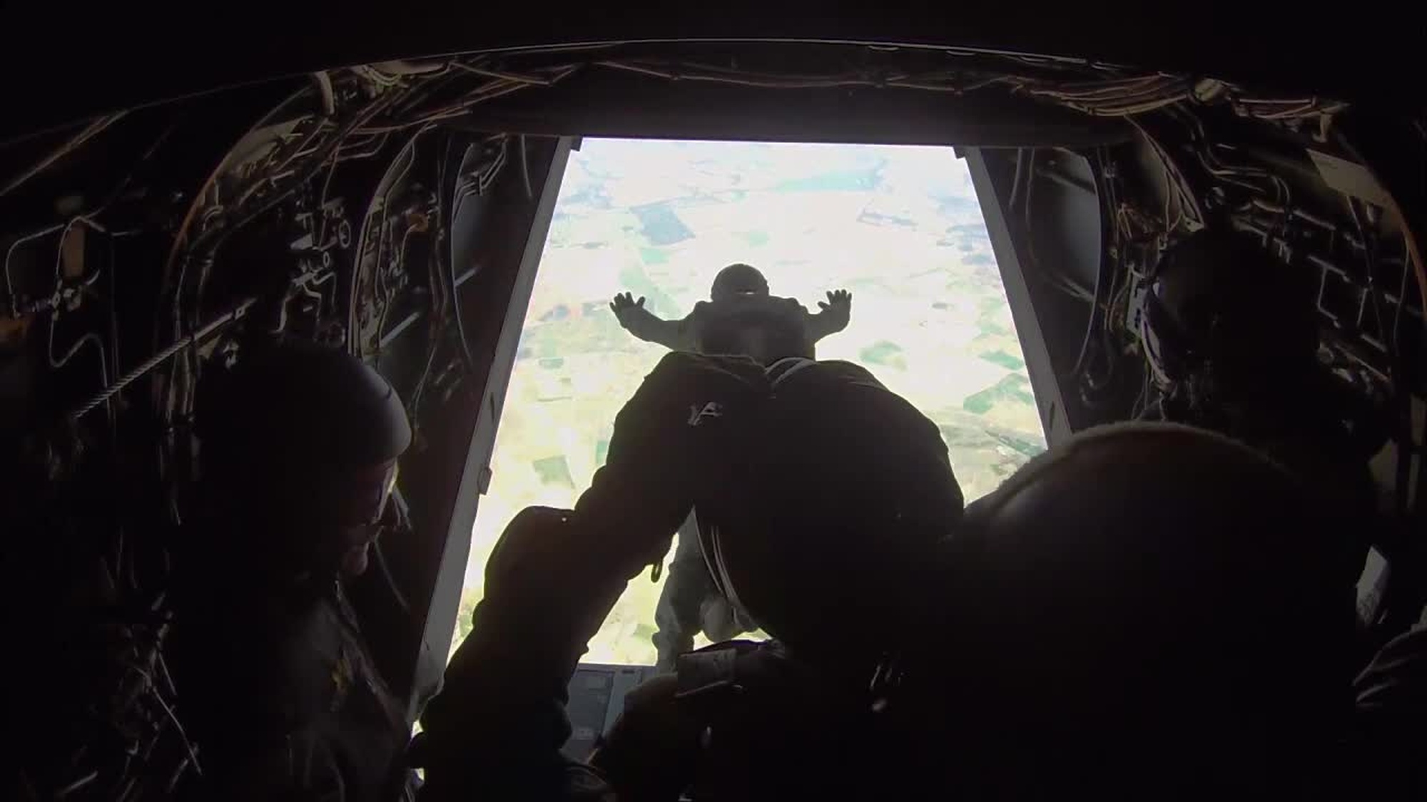 U.S. Marines with Special-Purpose Marine Air-Ground Task Force Crisis Response-Africa participated in a bilateral training exercise with the Spanish Airborne Brigade near Madrid, Spain, March 15-19, 2015. Approximately 350 Spanish paratroopers jumped and dropped cargo out of an MV-22 Osprey and a KC-130J Hercules as part of a joint training exercise to further improve relations and enhance interoperability between the two NATO forces for potential future operations. (U.S. Marine Corps video by Lance Cpl. Christopher Mendoza/Released)