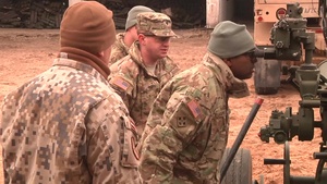 B- Roll U.S. Soldiers train Latvian Army on M777 Howitzer