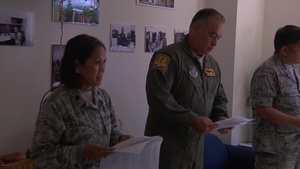 Hawaii Air National Guard Chaplains bless their new office space.