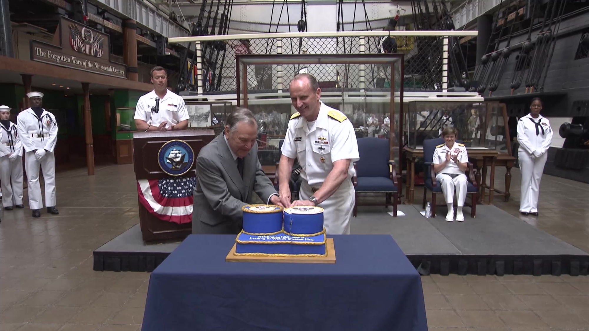 Celebrating the 100th anniversary of the appointment of the first CNO. Cake cutting.