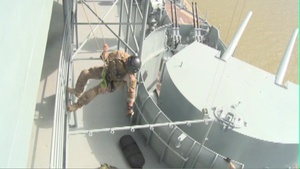 Special Tactics Pararescuemen Complete Rope, Rescue Training on WWII Battleship
