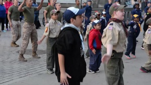 Boy Scouts PT with Marines