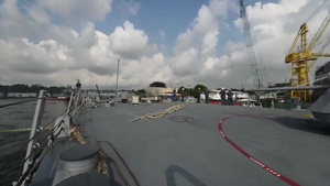 The Littoral Combat Ship USS Fort Worth (LCS 3) Gets Underway From Sembawang, Singapore