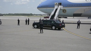 President Barack Obama and First Lady Michelle Obama arriving at Joint Base Charleston, SC