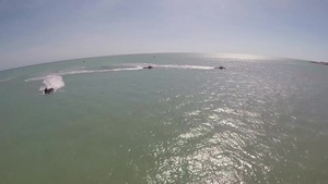 Birds Eye View of AAVs Landing on the Beach