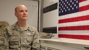 Air Force Lt. Col. Kyle Benwitz explains the mission of 321st Contingency Response Element in OIR