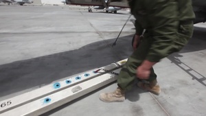 U.S. Marine Maintainers Inspect F/A-18s in Southwest Asia (B-roll)