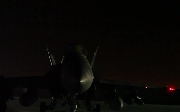U.S. Marines Fly Night Strikes in Southwest Asia (b-roll)
