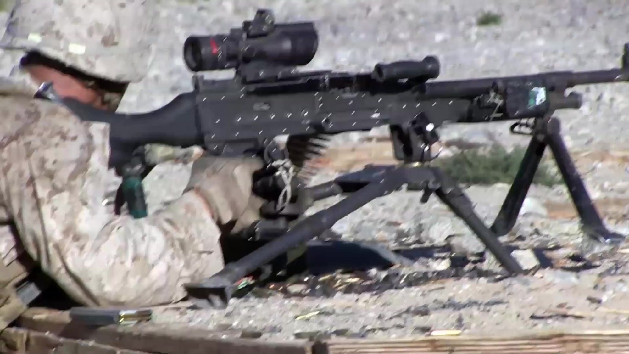 U.S. Marines with Company C, 1st Batallion, 7th Marine Regiment, attached to Special Purpose Marine Air Ground Task Force Crisis Response Central Command 16.1, conduct platoon attack drills on range 410 during an Integrated Training Exercise (ITX) aboard Marine Corps Air Ground Combat Center Twentynine Palms, Calif., July 24, 2015. ITX is conducted to enhance the integration and warfighting capability from all elements of the Marine Air Ground Task Force. (U.S. Marine Corps motion imagery produced by Lance Cpl. Akeel Austin/Released)