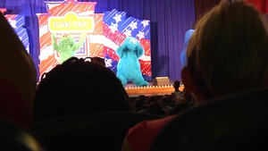 The USO stops by Marine Corps Air Station Iwakuni with their Sesame Street friends