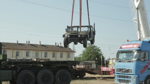 Combined Arms Company Offloads Tanks, Equipment for Novo Selo, Bulgaria B-Roll