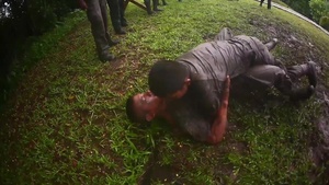 U.S. Marines with SCT-Guatemala lead the Brigada de Infanteria Marina in an Urban Combat Course