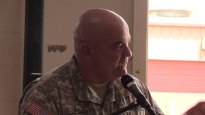 Col. Robert W. Lesher gives speech at 103rd Troop Command Change of Command Ceremony
