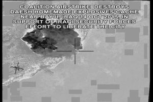 Coalition Strike Daesh Home Made Explosives Cache In Bayji, Iraq