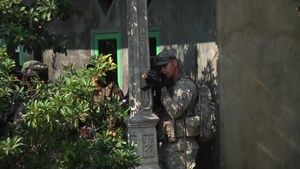 Bronco Soldiers train on tomahawk/knife throwing and cordon and search for Exercise Garuda Shield