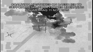 Coalition Strike DAESH Led Support Peshmerga Forces Liberating Sinjar, Iraq
