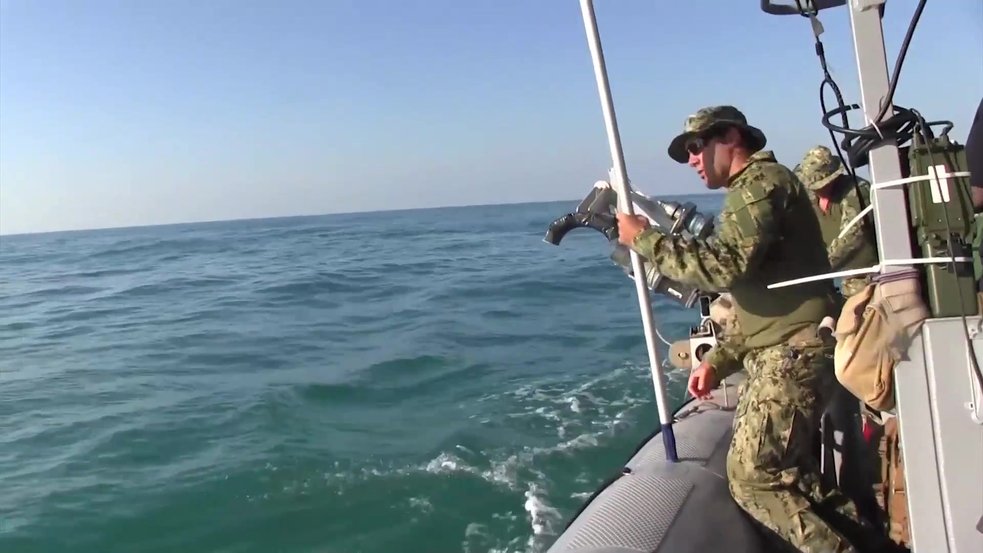 Unmanned underwater vehicle (UUV) operators, assigned to Commander, Task Group (CTG) 56.1, launch and recover three MK 18 Mod 2 UUVs. CTG 56.1 conducts mine countermeasures, explosive ordnance disposal, salvage-diving, and force protection operations throughout the U.S. 5TH Fleet area of operations. (U.S. Navy Combat Camera video by Mass Communication Specialist 2nd Class Shannon Burns/RELEASED)