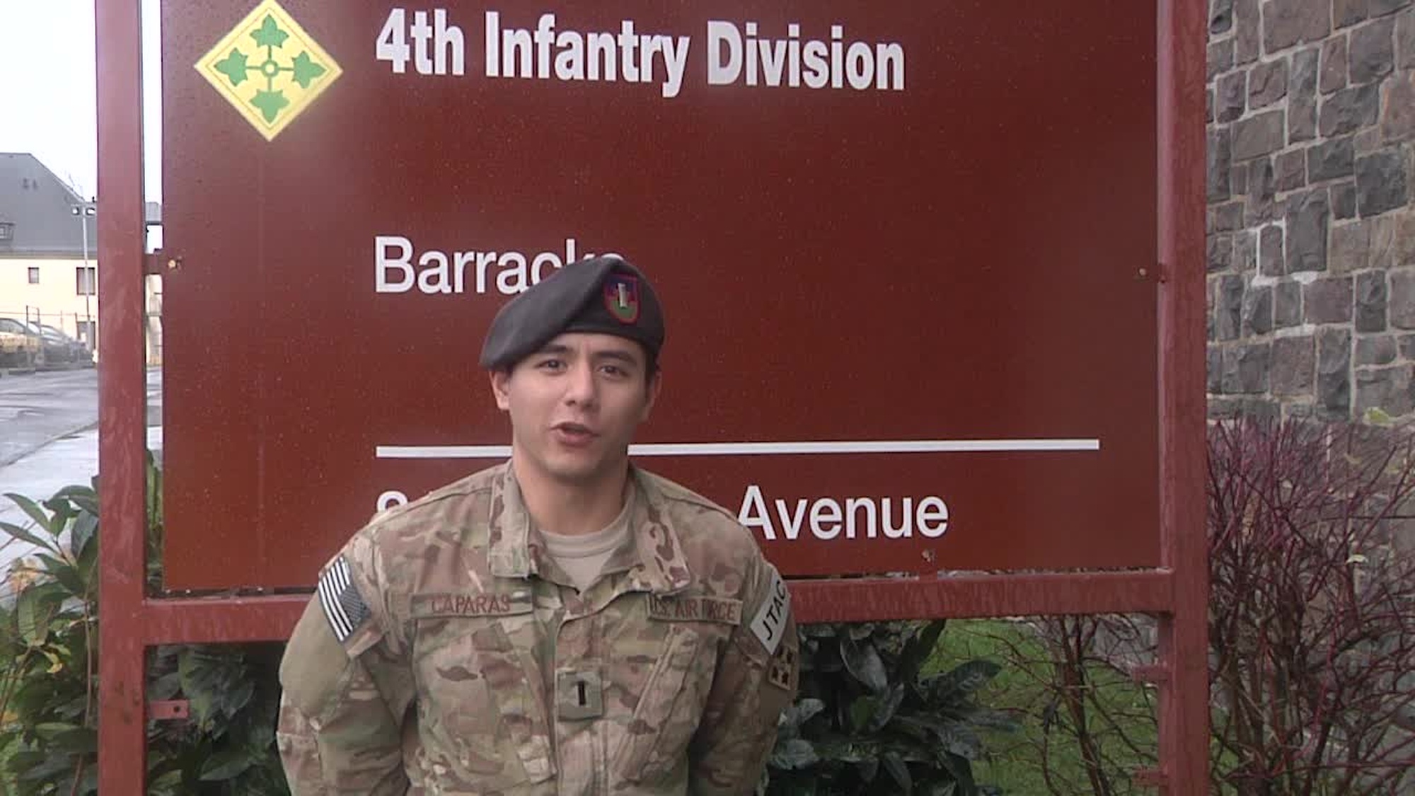 1st Lt. Rainer Caparas sends a greeting to Eagle River, Alaska from Baumholder for Holiday Season 2015.