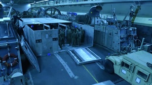 Transport Module Being Set Up on a LCAC Aboard USS Boxer