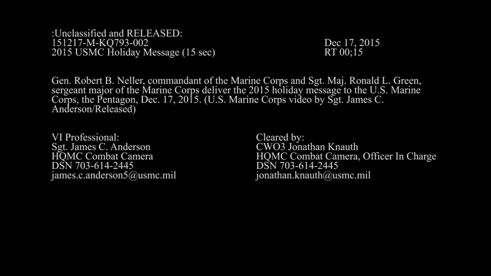 DVIDS - Video - 2015 USMC Holiday Message (15 sec)
