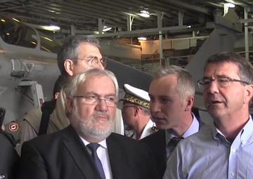 Secretary of Defense Ashton B. Carter Visits French Aircraft Carrier FS Charles De Gaulle and USS Kearsarge