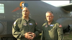 Maj. Gen. Haddad and Col. Bright discuss an AC-130 Flying Mission During Desert Storm
