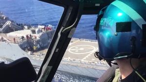 Coast Guard swap out Coast Guard liaison officers aboard Navy DDG off the North Shore of Oahu