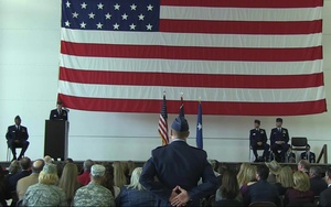 Col. Paul Lyman speaks at 153AW change of command.