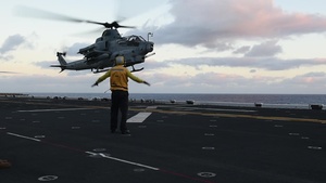 AH-1Z Super Cobra Lands and Takes Off From USS Boxer Flight Deck