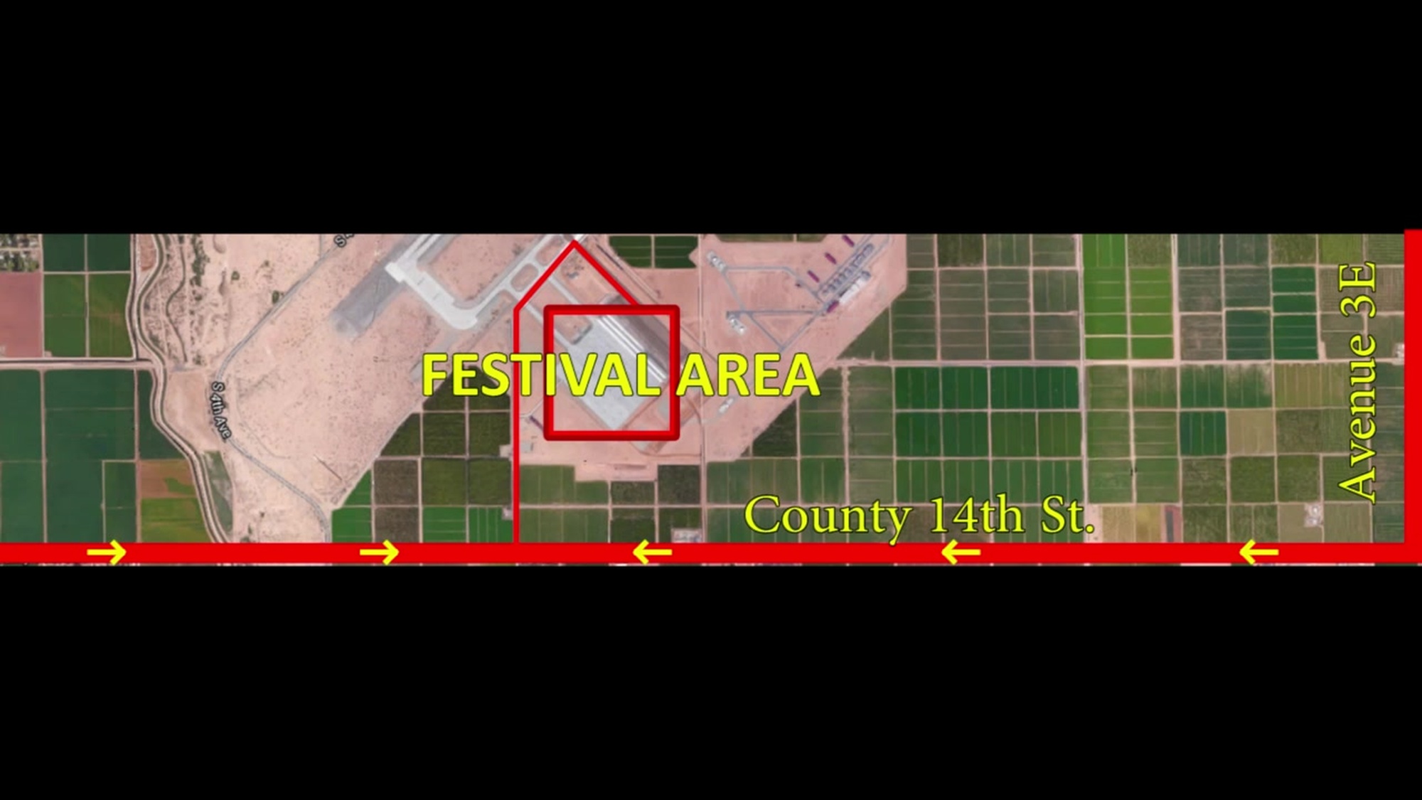 Infographic showing entry routes to the Yuma Patriot Festival.