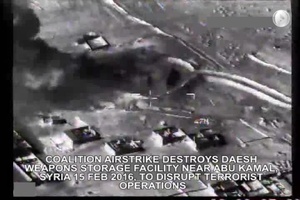 Feb. 15: Coalition airstrike destroys Daesh weapons storage near Abu Kamal