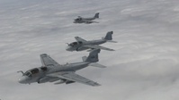 EA-6B Prowlers soar together in "Final Four" Flight.