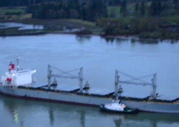 Coast Guard overflight of the damaged M/V Sparna in the Columbia River