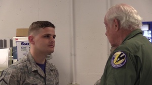 Brig. Gen. Robert "Earthquake" Titus visits the 144th Fighter Wing