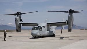 B-Roll of Marines and JMSDF loading MV-22 Osprey aircraft