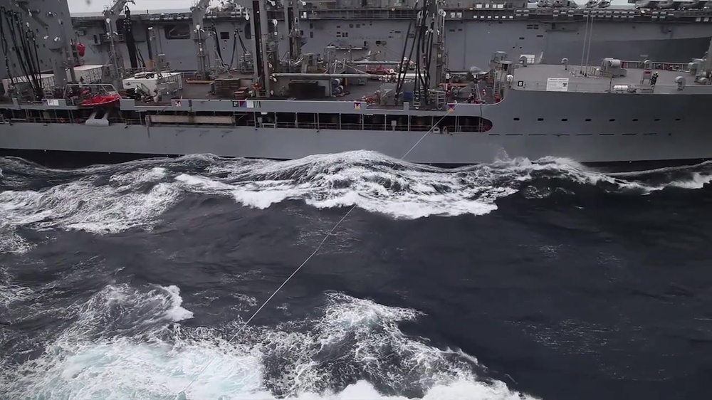 DVIDS - Video - USNS Big Horn Replenishes USS Whidbey Island and USS WASP