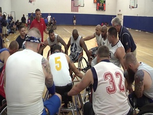 B-Roll Package - Team U.S. Wheel-Chair Basketball Play Exhibition Game on Day 1 of Final 2 Days Of Practice
