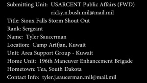 SGT Saucerman Storm Shout Out