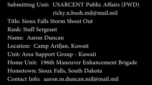 SSG Duncan Storm Shout Out