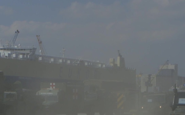 20160518 Brilliant Jump 16 Spanish unit (BRILET) offloads their vehicles from a cargo ship in Szczecin Poland