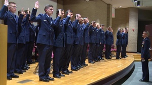 AETC commander provides remarks during commissioning ceremony