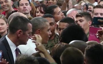 President Barack Obama addresses service members and their families in Japan
