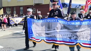 Sailors, Marines and Coast Guardsmen marched in a parade as part of Fleet Week New York