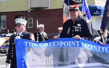 Sailors, Marines and Coast Guardsmen marched in a parade as part of Fleet Week New York