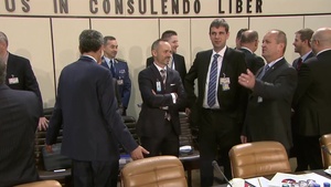 Ministers of Defence NATO-Ukraine Commission Secretary General Jens Stoltenberg - B-Roll